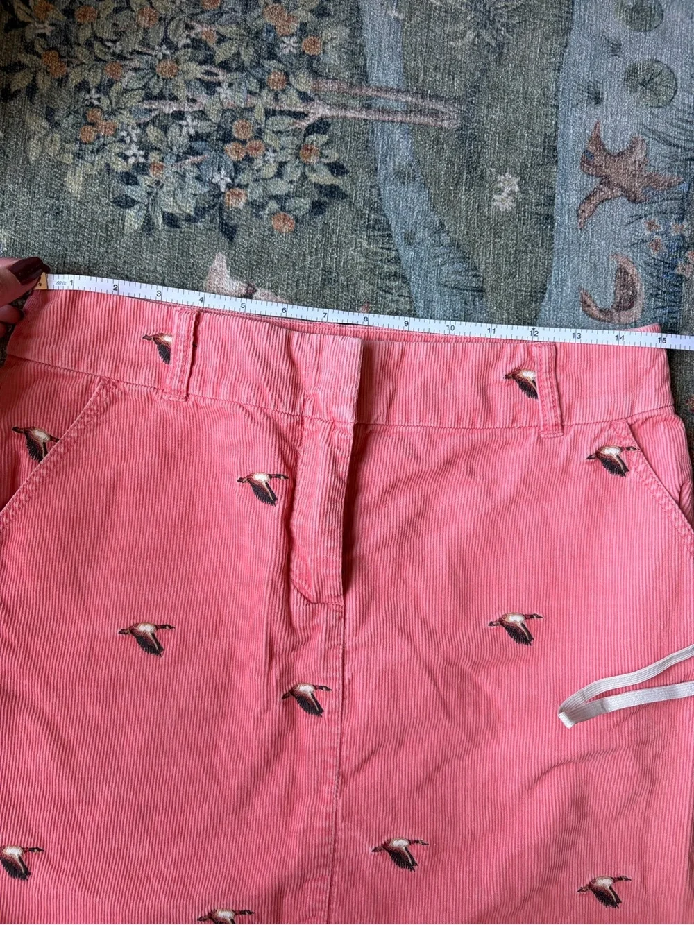 J. Crew Pink Corduroy Mini Skirt with Embroidered Geese, 100% Cotton